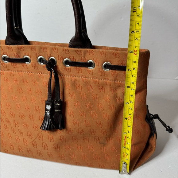 Dooney & Bourke Tassel Signature Monogram Tote Satchel Bag Orange - Picture 13 of 14